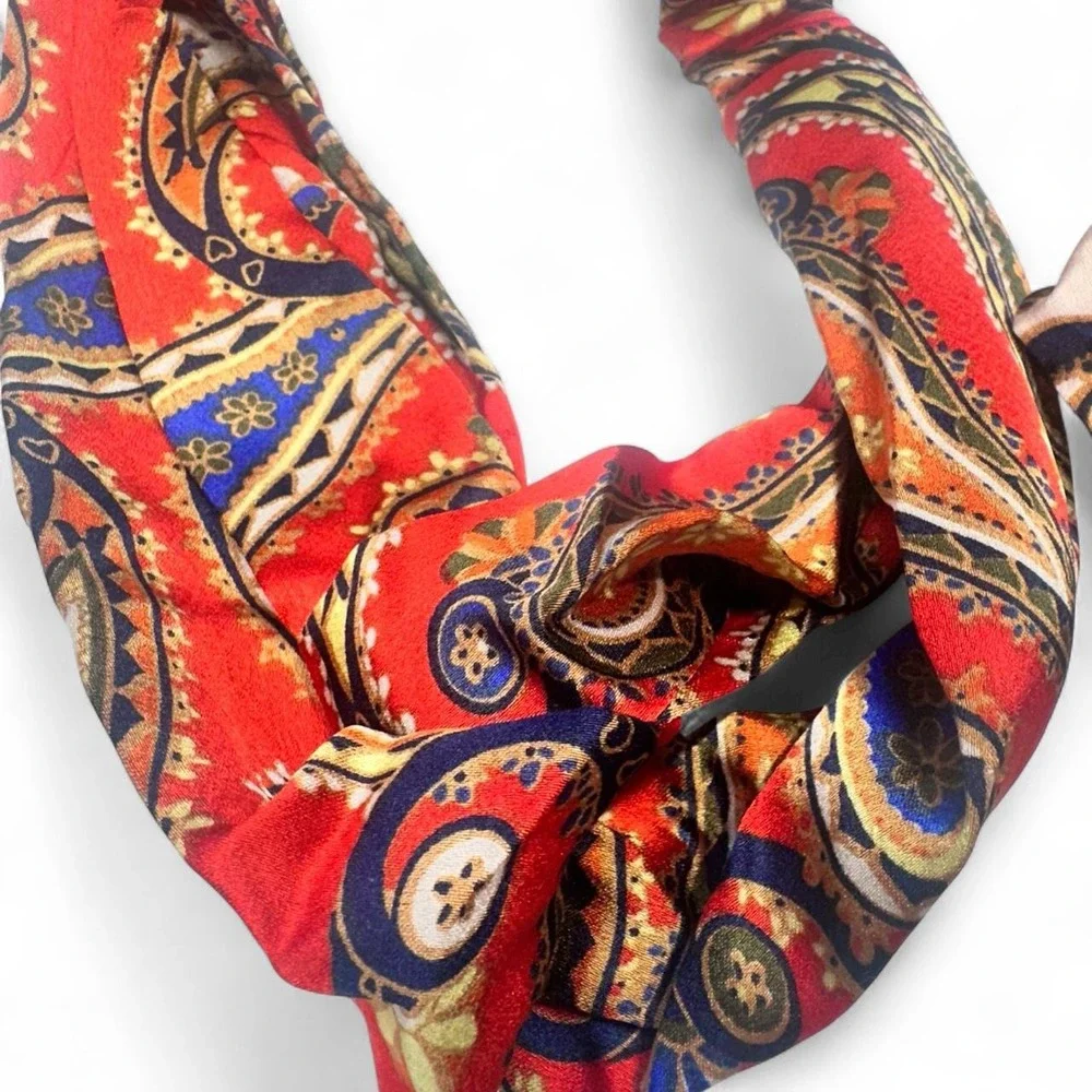 NWT Bundle of 2 Soft Crisscross Headbands Elastic Back Paisley